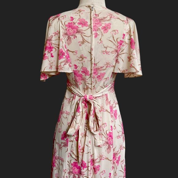 70s vintage flutter sleeve floral dress empire waist boho prairie cottage. - Picture 11 of 11